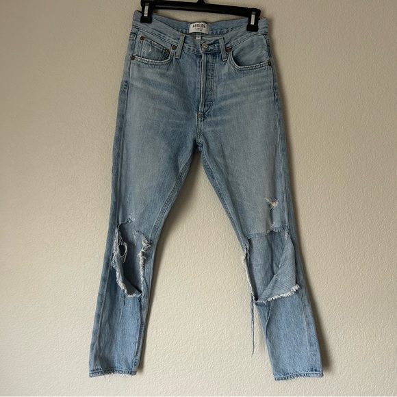 Agolde Denim - AGOLDE Pinch Waist Jeans with Ripped Knees